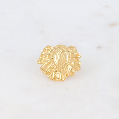 Bague avec feuille et pièce ovale