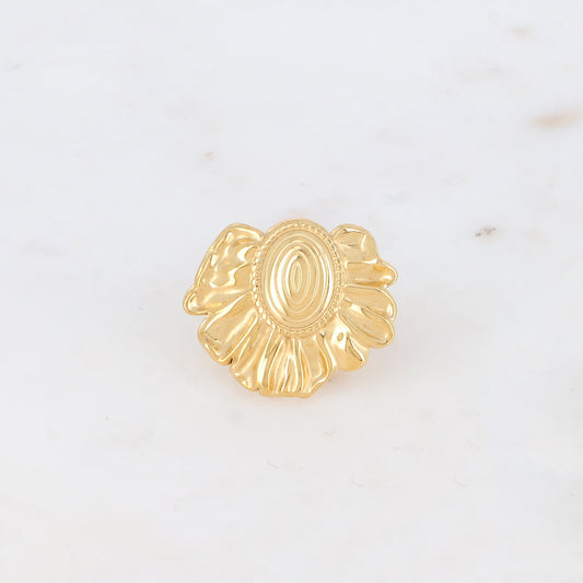 Bague avec feuille et pièce ovale