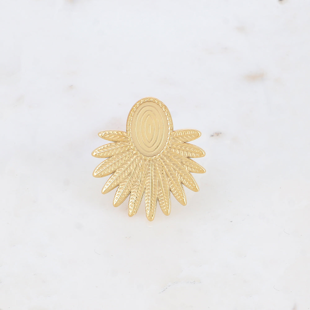 Bague avec feuillage et pièce ovale