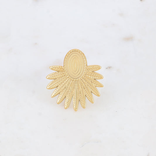 Bague avec feuillage et pièce ovale