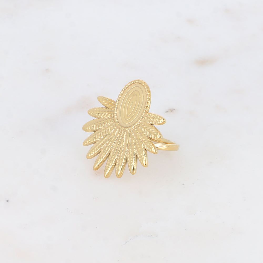 Bague avec feuillage et pièce ovale