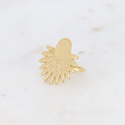 Bague avec feuillage et pièce ovale