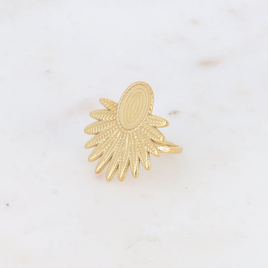 Bague avec feuillage et pièce ovale