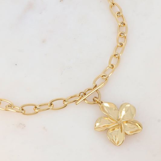 Collier en maille avec pampille fleur (45+5CM)