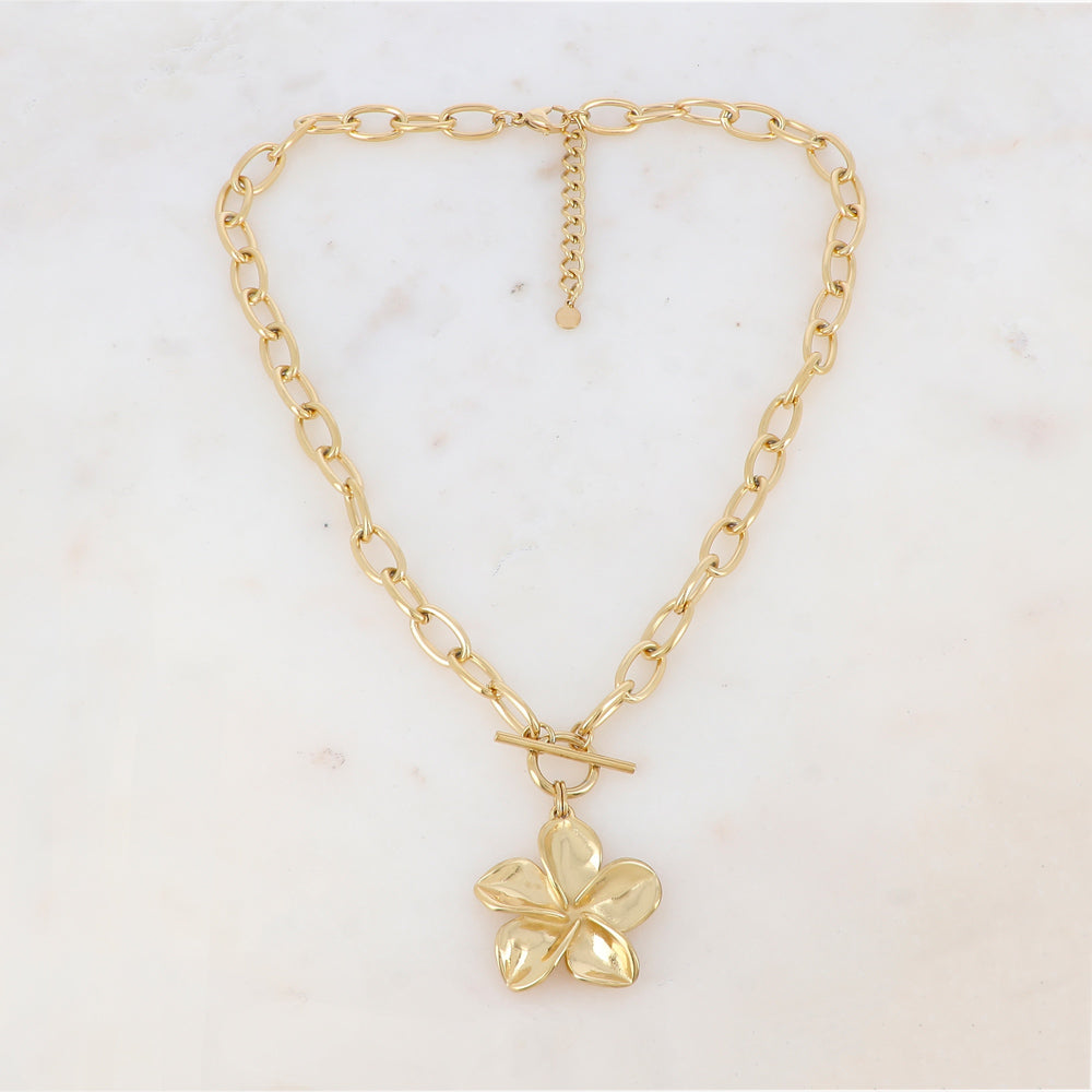 Collier en maille avec pampille fleur (45+5CM)