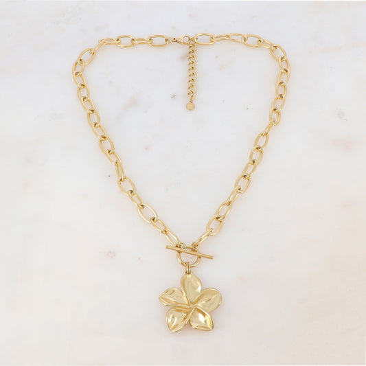 Collier en maille avec pampille fleur (45+5CM)