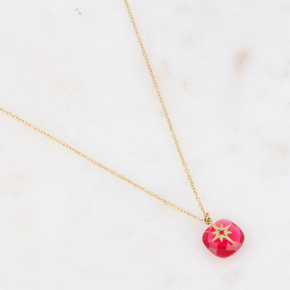 Collier avec perle en pâtes de verre carrée et étoile du Nord  40+5 cm
