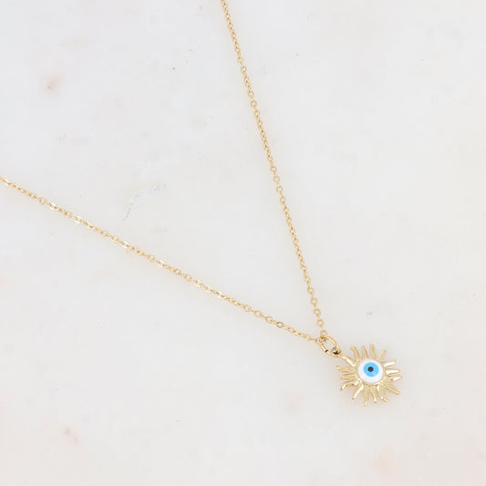 Collier avec pampille forme soleil et œil émaillé
