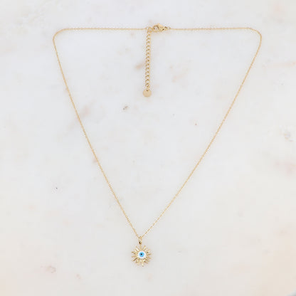 Collier avec pampille forme soleil et œil émaillé