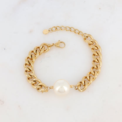 Bracelet en maille avec perle en résine effet nacré