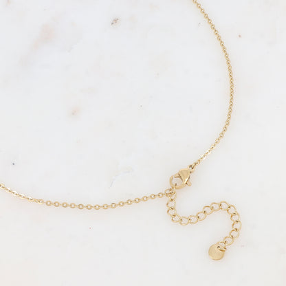 Collier avec anneau texturé et pendant cauri (55+5CM)