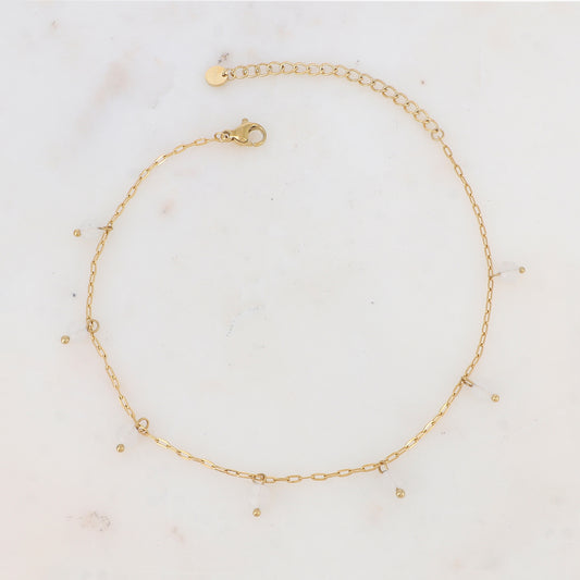 Chaîne de cheville avec perles en pierres naturelles (23+5CM)
