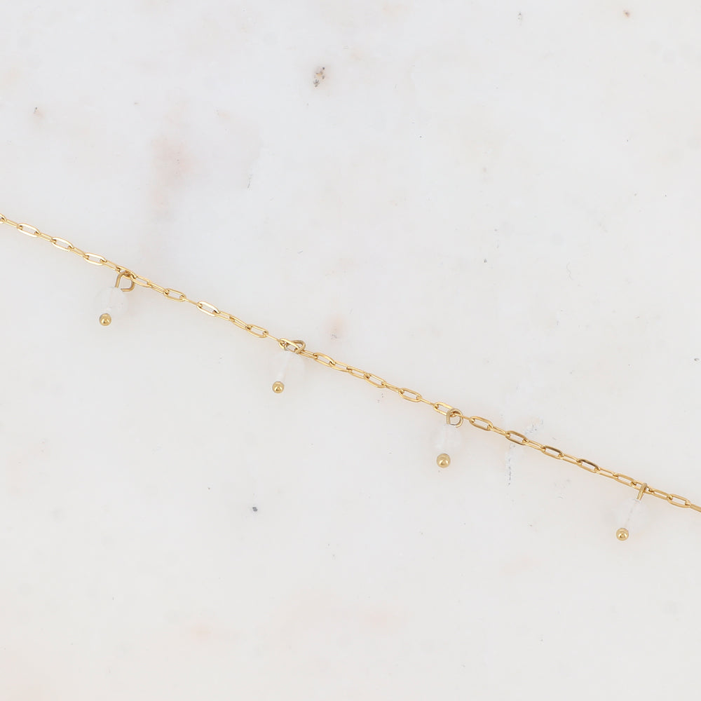 Chaîne de cheville avec perles en pierres naturelles (23+5CM)
