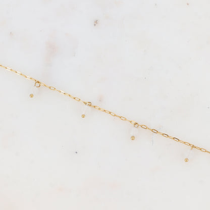 Chaîne de cheville avec perles en pierres naturelles (23+5CM)