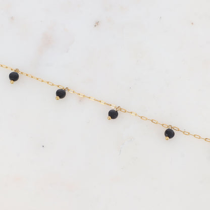 Chaîne de cheville avec perles en pierres naturelles (23+5CM)
