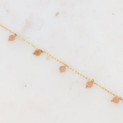 Chaîne de cheville avec perles en pierres naturelles (23+5CM)