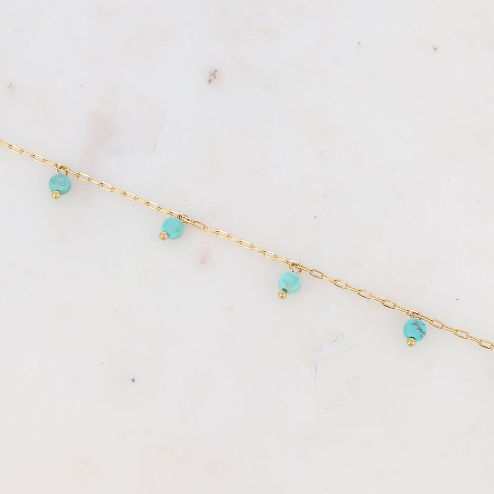 Chaîne de cheville avec perles en pierres naturelles (23+5CM)