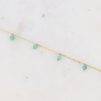 Chaîne de cheville avec perles en pierres naturelles (23+5CM)