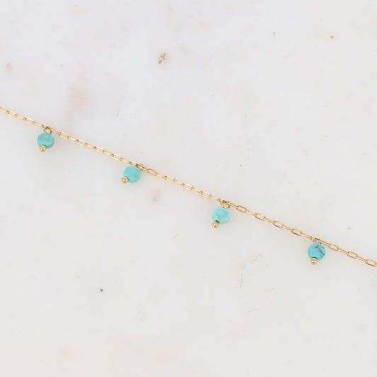 Chaîne de cheville avec perles en pierres naturelles (23+5CM)