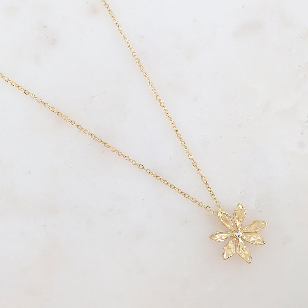 Collier avec pendentif fleur et strass (39+7CM)