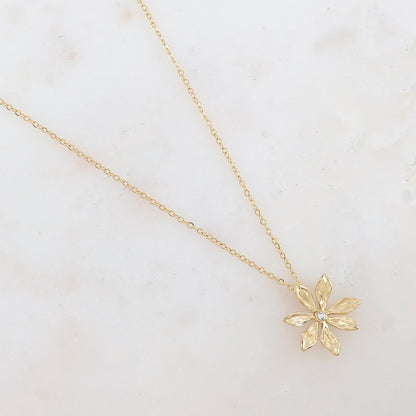 Collier avec pendentif fleur et strass (39+7CM)