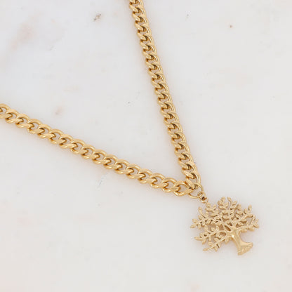 Collier en maille avec pendentif arbre de vie (35+7CM)