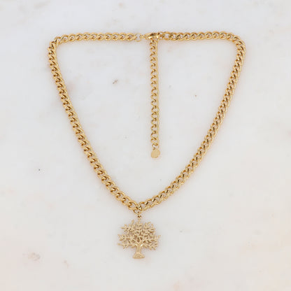 Collier en maille avec pendentif arbre de vie (35+7CM)