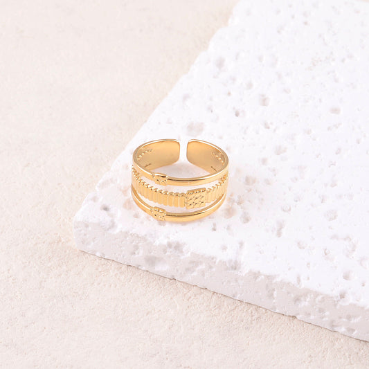 Bague 3 rangs aux motifs graphiques