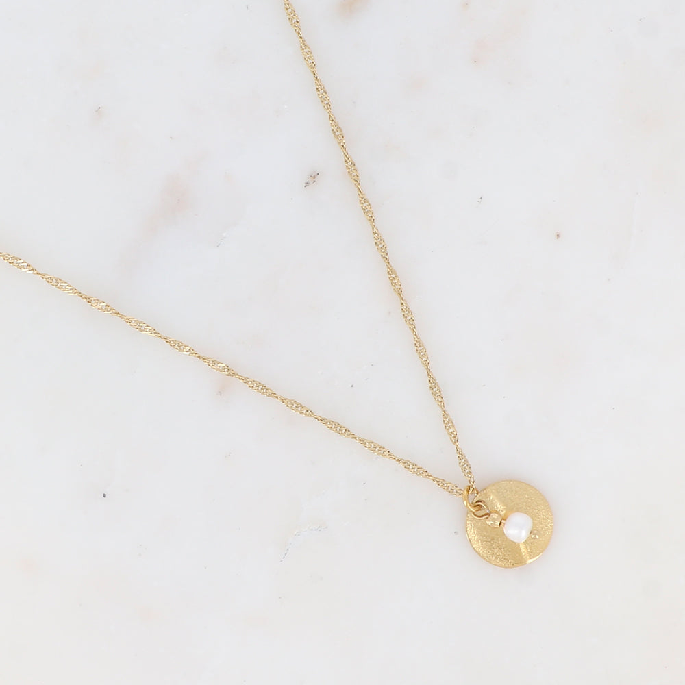 Collier avec pampille ondulée et perle d'eau douce (50+5CM)