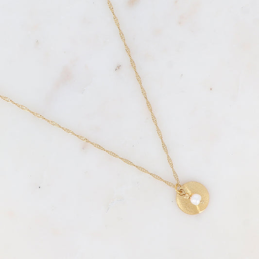 Collier avec pampille ondulée et perle d'eau douce (50+5CM)