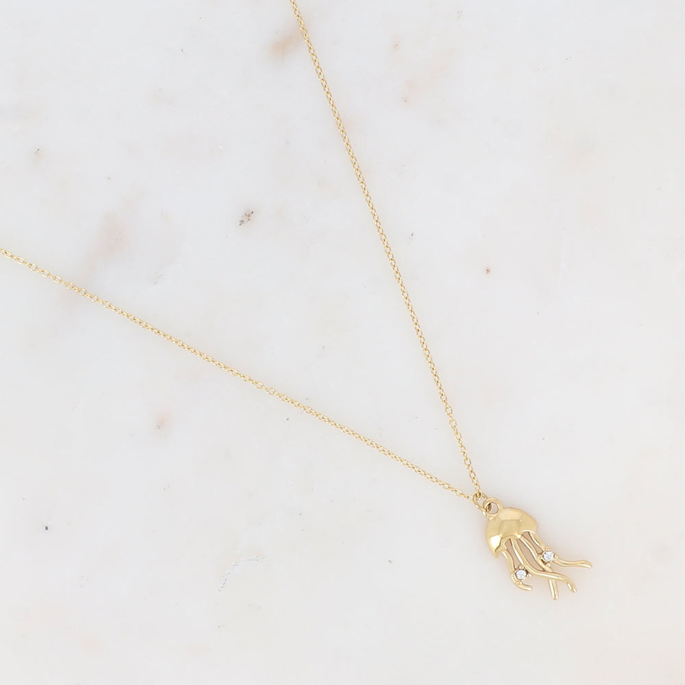 Collier avec pendentif méduse orné de strass (40+5CM)