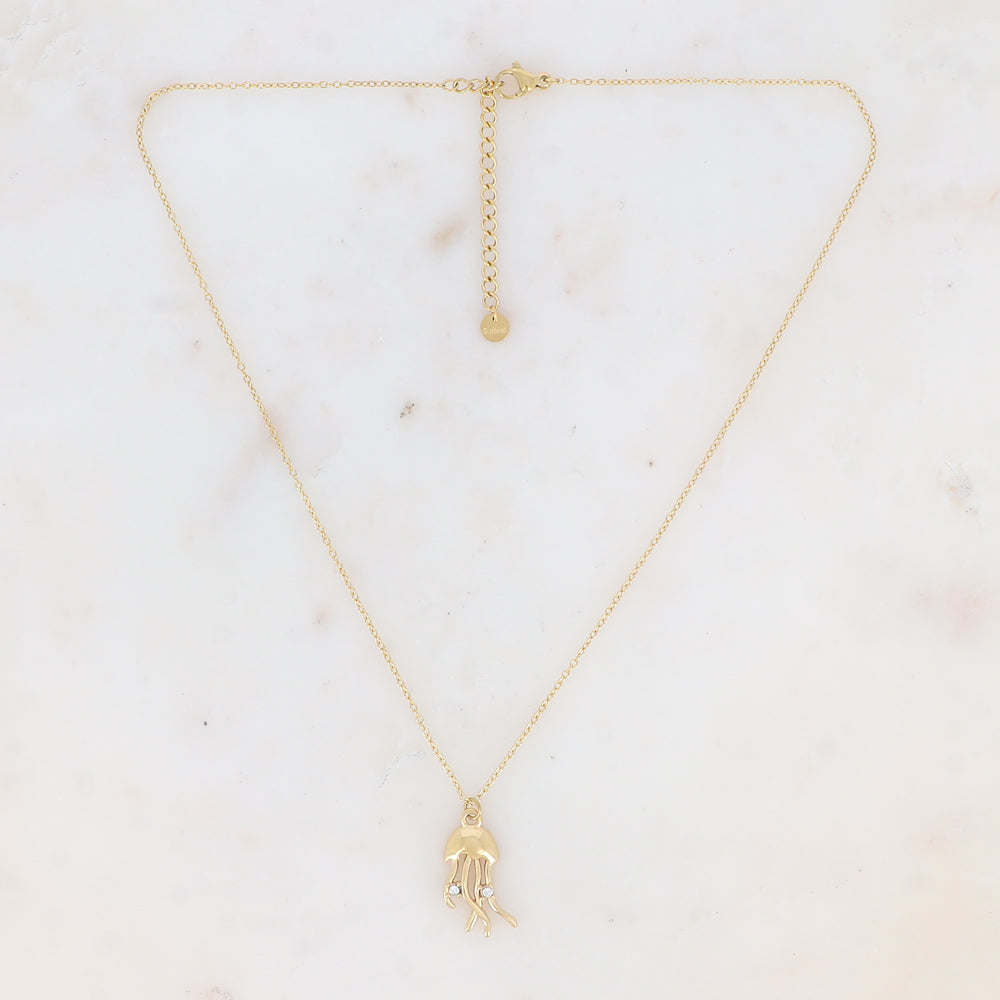 Collier avec pendentif méduse orné de strass (40+5CM)