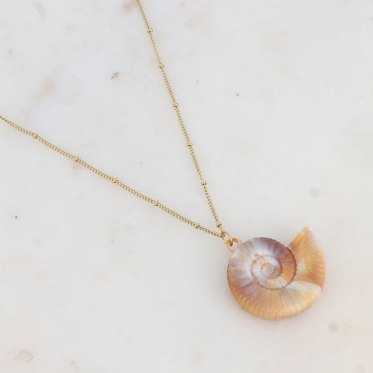 Collier avec pendentif en résine forme coquille d'escargot (40+5CM)