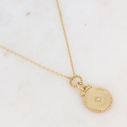 Collier avec anneaux et pièce embellie d'une étoile strassée (50+5CM)