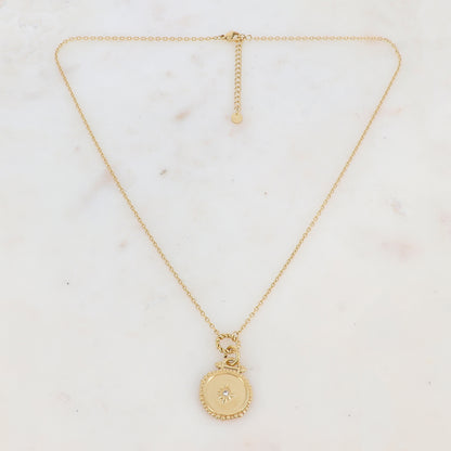 Collier avec anneaux et pièce embellie d'une étoile strassée (50+5CM)