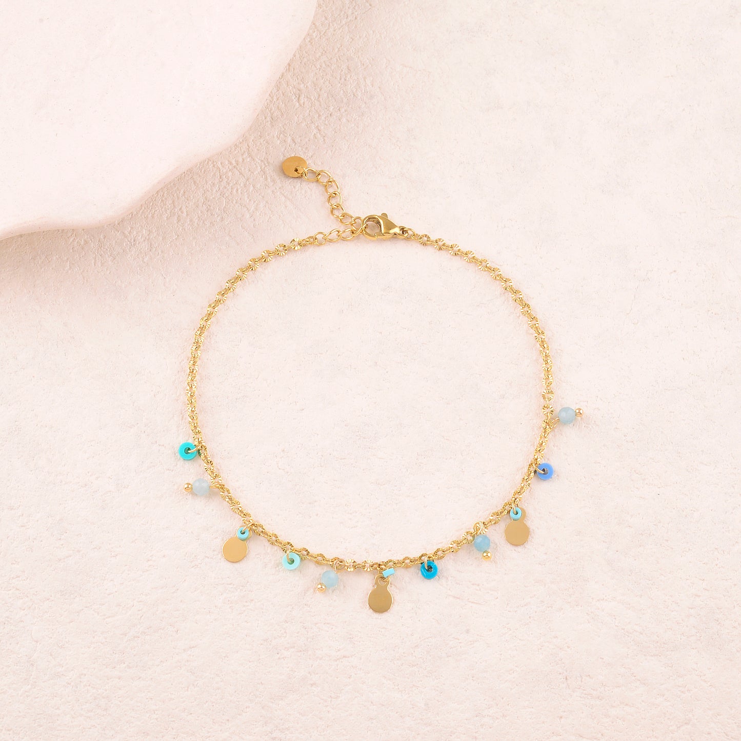 Chaine de cheville avec pampilles, pierres naturelles (22+3CM)