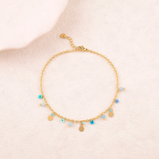 Chaine de cheville avec pampilles, pierres naturelles (22+3CM)