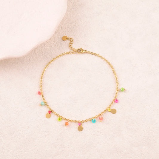 Chaine de cheville avec pampilles, pierres naturelles (22+3CM)