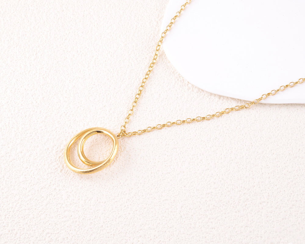 Collier avec double anneaux effet brossé 55+5 cm