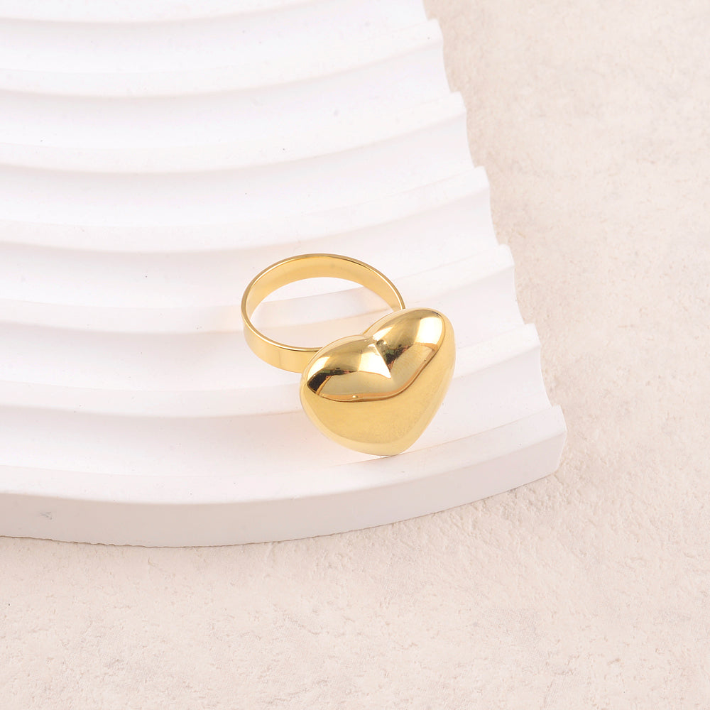 Bague avec cœur bombé effet miroir