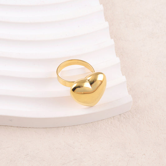 Bague avec cœur bombé effet miroir