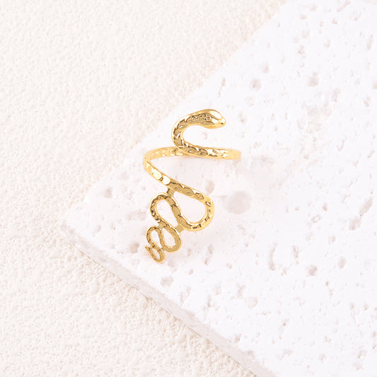 Bague martelée en forme de serpent, ajustable devant