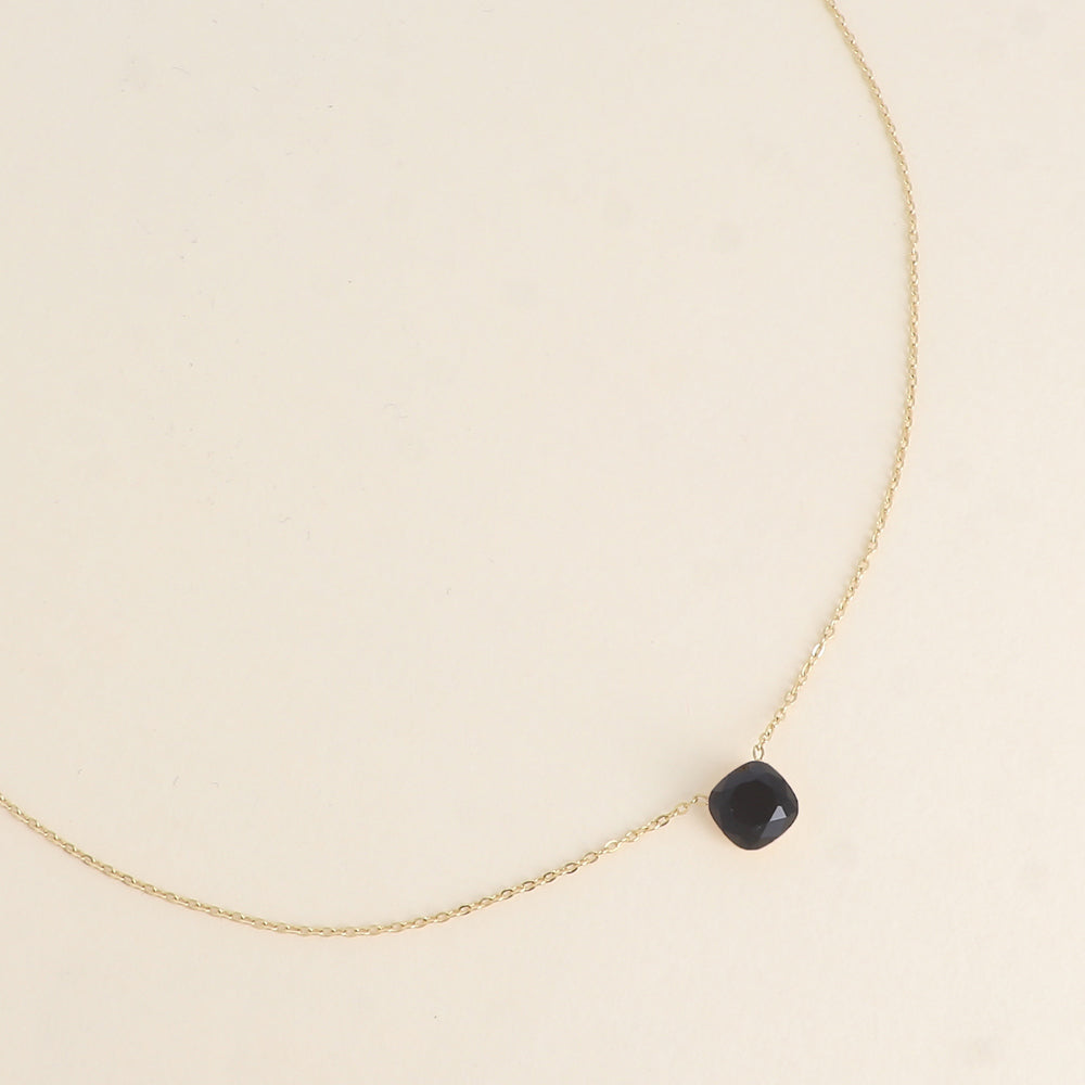 Collier - maille forçat, orné de cristaux de Swarovski® - Jet 38+5 cm - Diamètre du cristal: 8mm