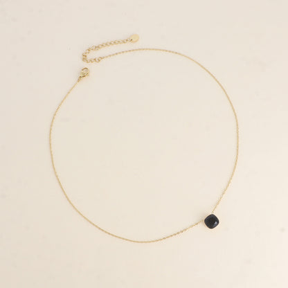 Collier - maille forçat, orné de cristaux de Swarovski® - Jet 38+5 cm - Diamètre du cristal: 8mm