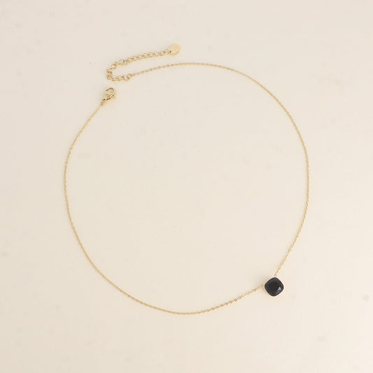 Collier - maille forçat, orné de cristaux de Swarovski® - Jet 38+5 cm - Diamètre du cristal: 8mm