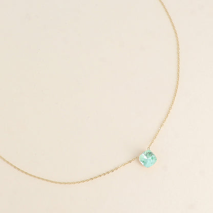 Collier - maille forçat, orné de cristaux de Swarovski® - Peridot 38+5 cm - Diamètre du cristal: 8mm