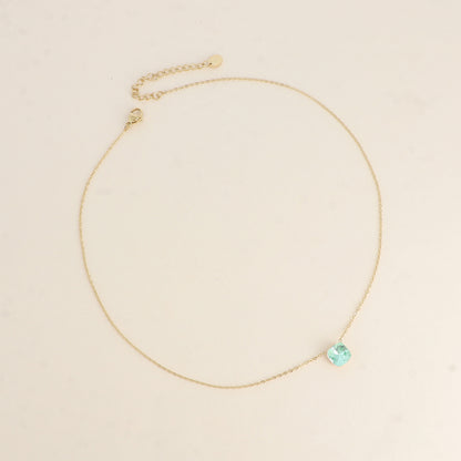 Collier - maille forçat, orné de cristaux de Swarovski® - Peridot 38+5 cm - Diamètre du cristal: 8mm