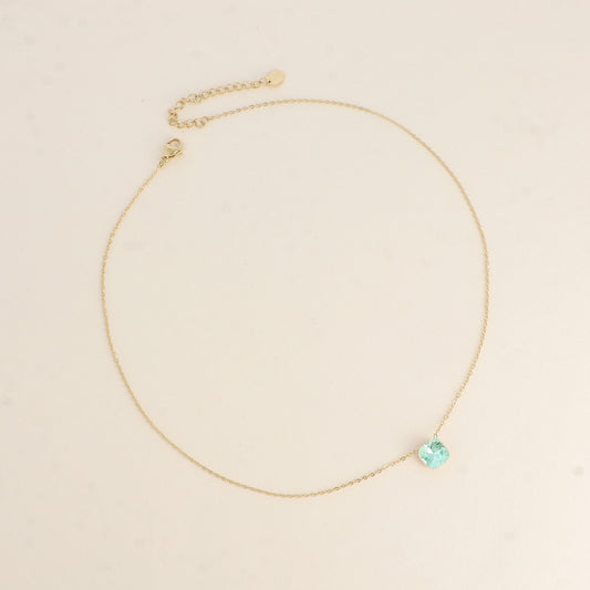 Collier - maille forçat, orné de cristaux de Swarovski® - Peridot 38+5 cm - Diamètre du cristal: 8mm