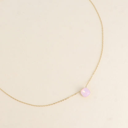 Collier - maille forçat, orné de cristaux de Swarovski® - Rose water opale 38+5 cm - Diamètre du cristal: 8mm