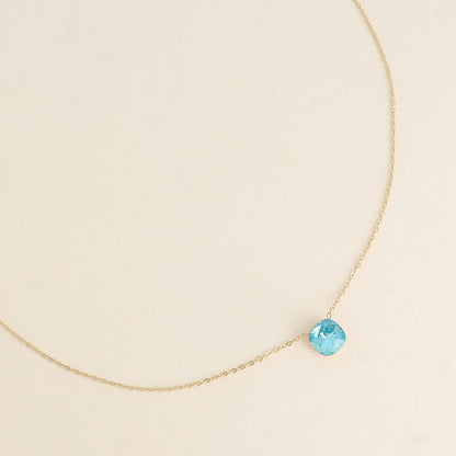 Collier - maille forçat, orné de cristaux de Swarovski® - Turquoise 38+5 cm - Diamètre du cristal: 8mm